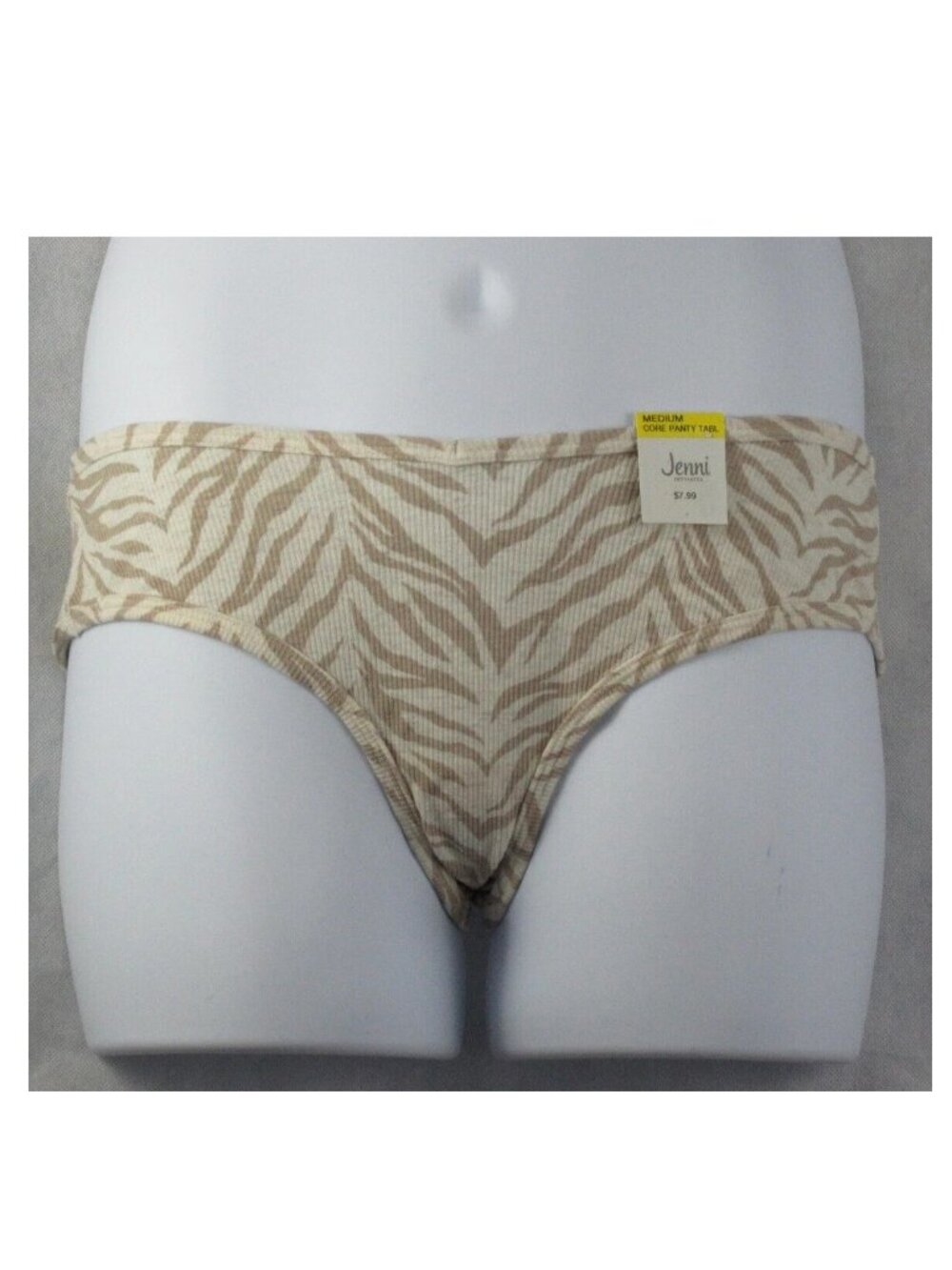 Jenni Women's Ribbed Knit Hipster Panty Underwear, Beige Tiger, Medium
